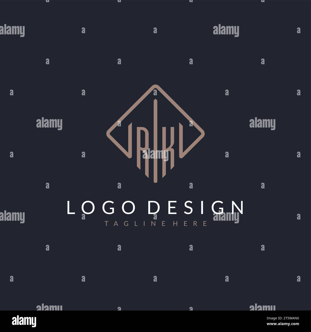 RK initial logo with curved rectangle style design ideas Stock Vector