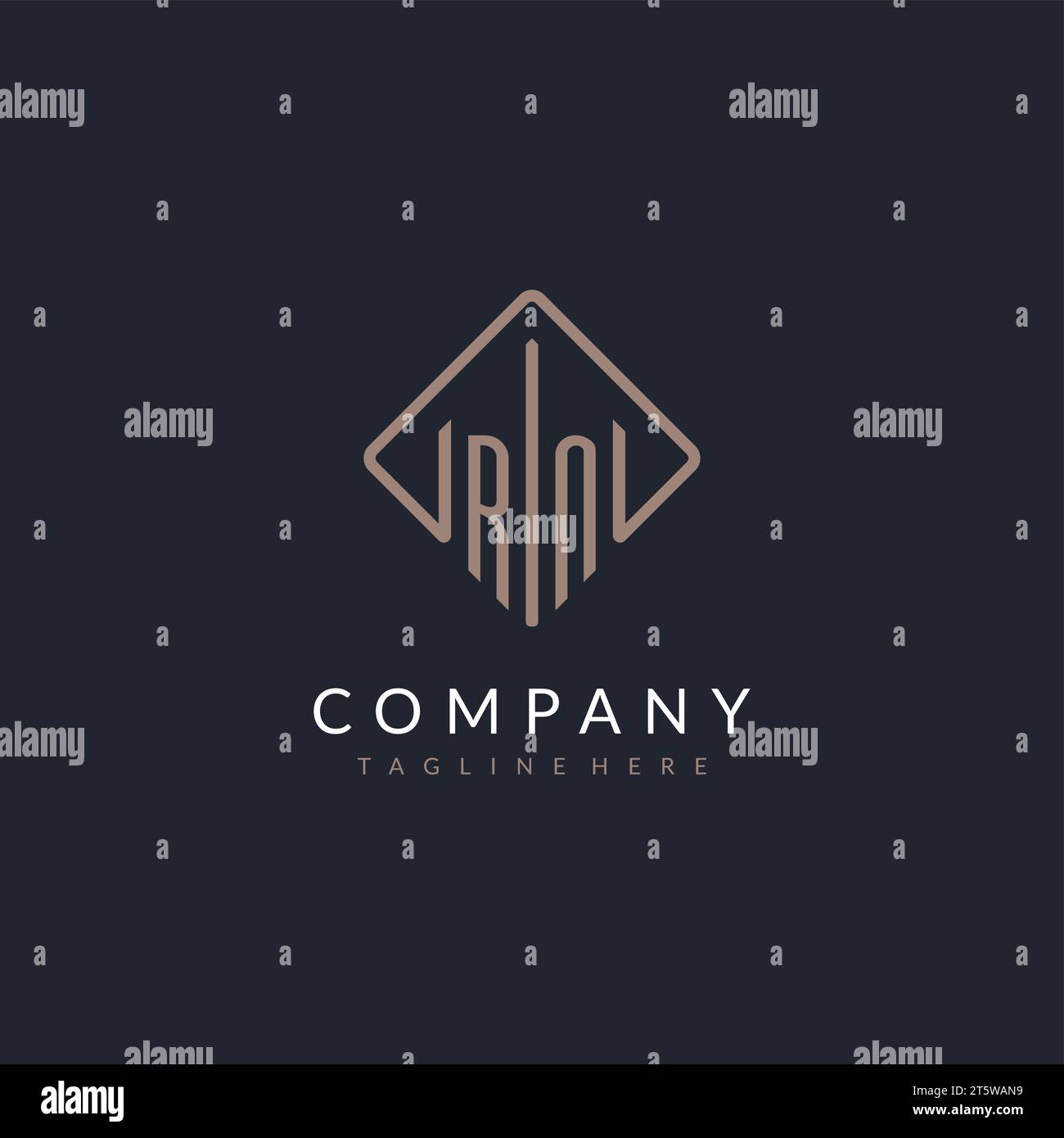 RN initial logo with curved rectangle style design ideas Stock Vector
