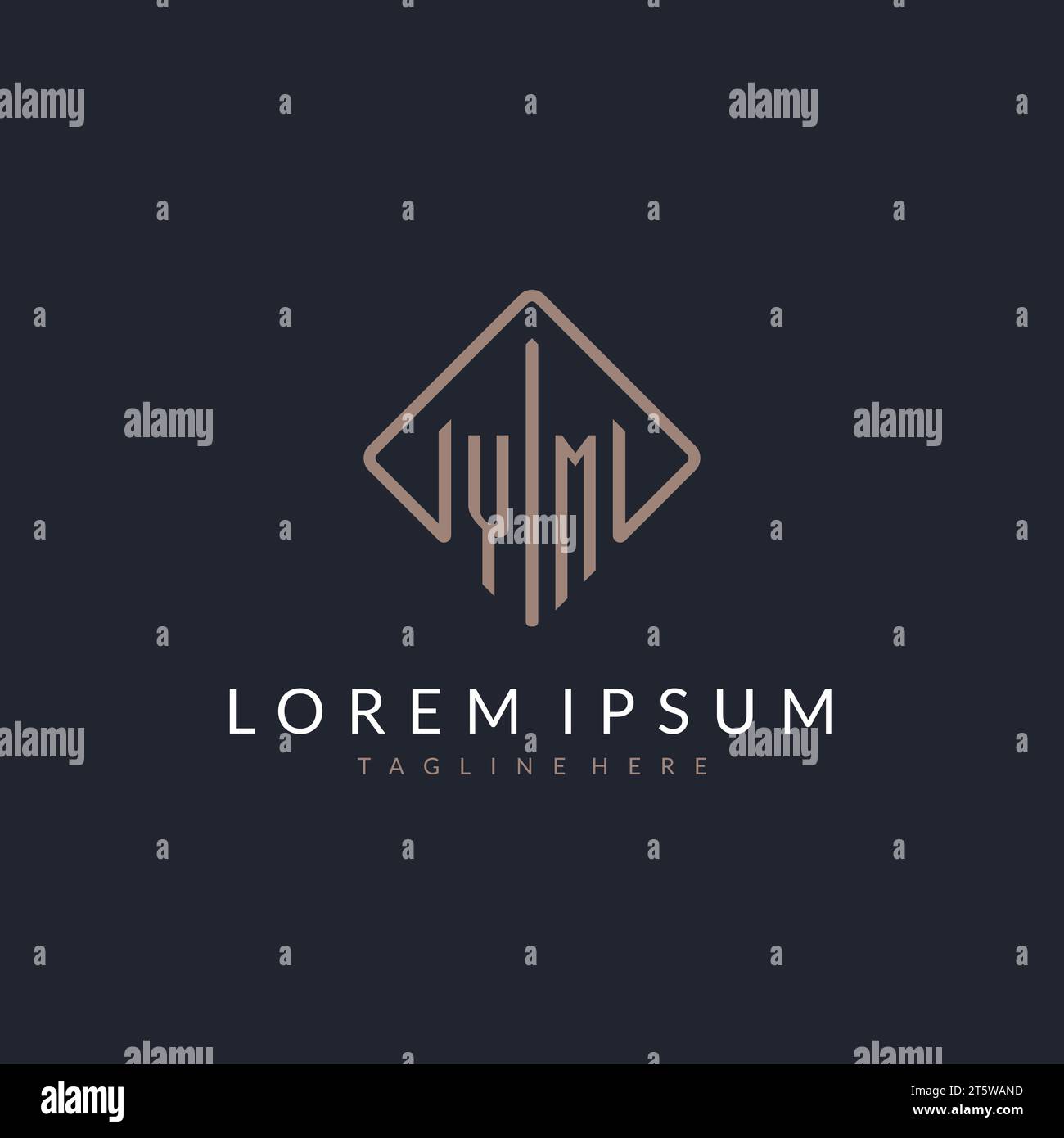 YM initial logo with curved rectangle style design ideas Stock Vector