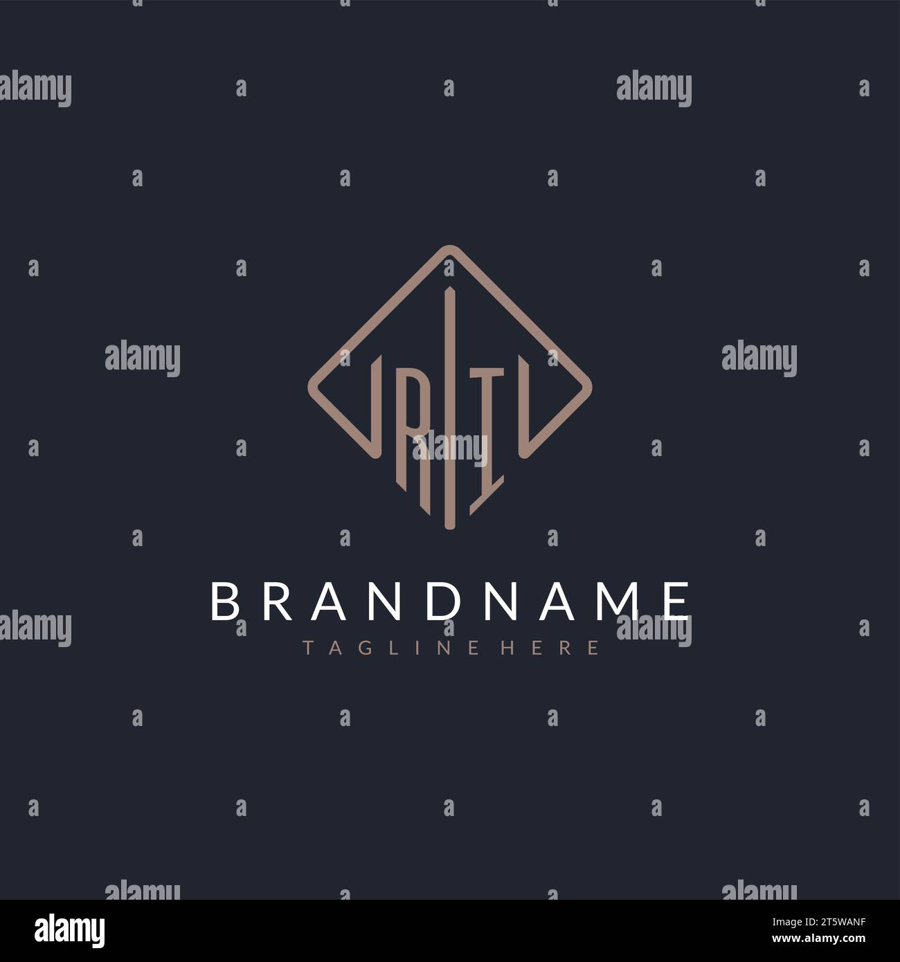RI initial logo with curved rectangle style design ideas Stock Vector
