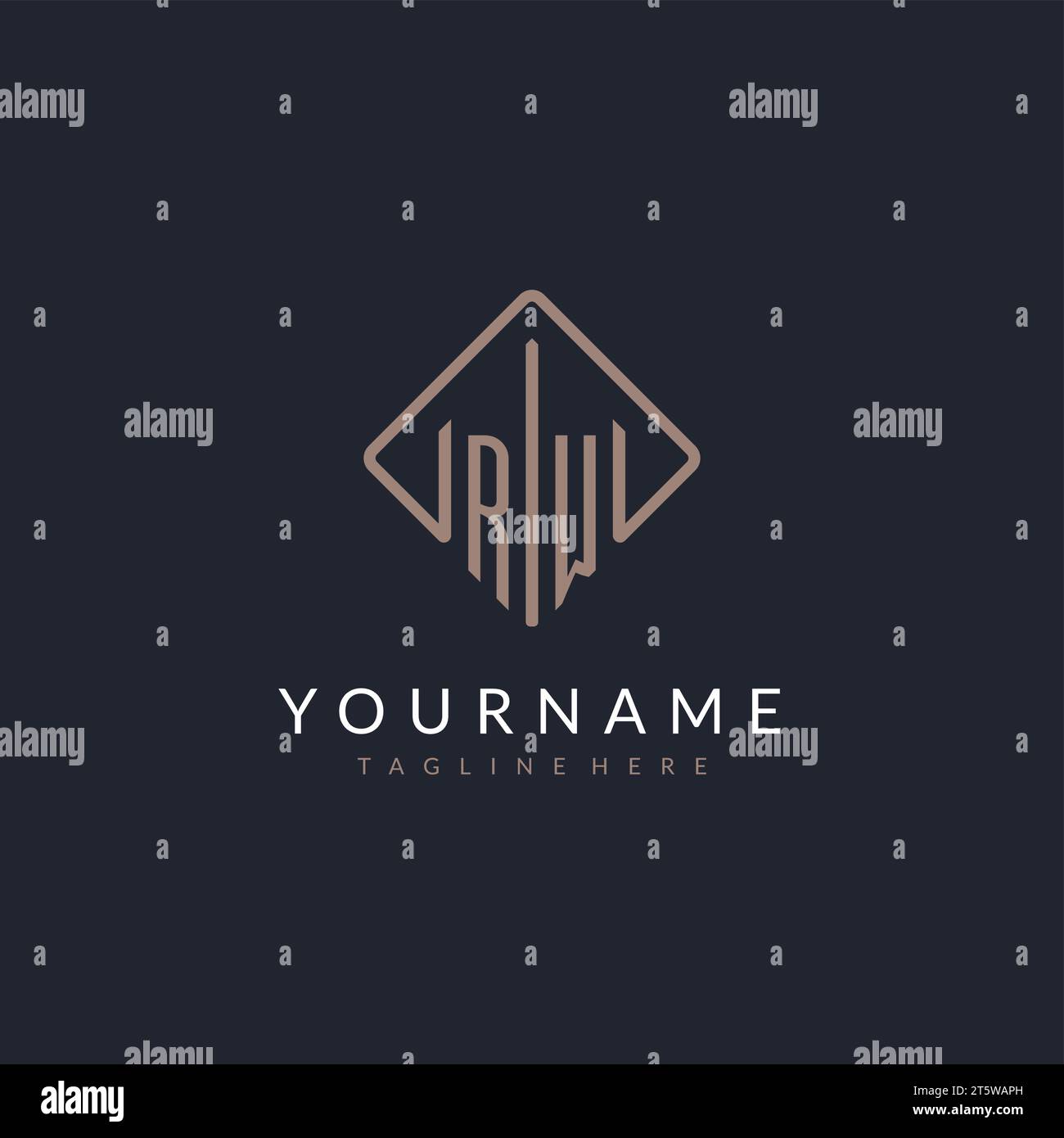 RW initial logo with curved rectangle style design ideas Stock Vector