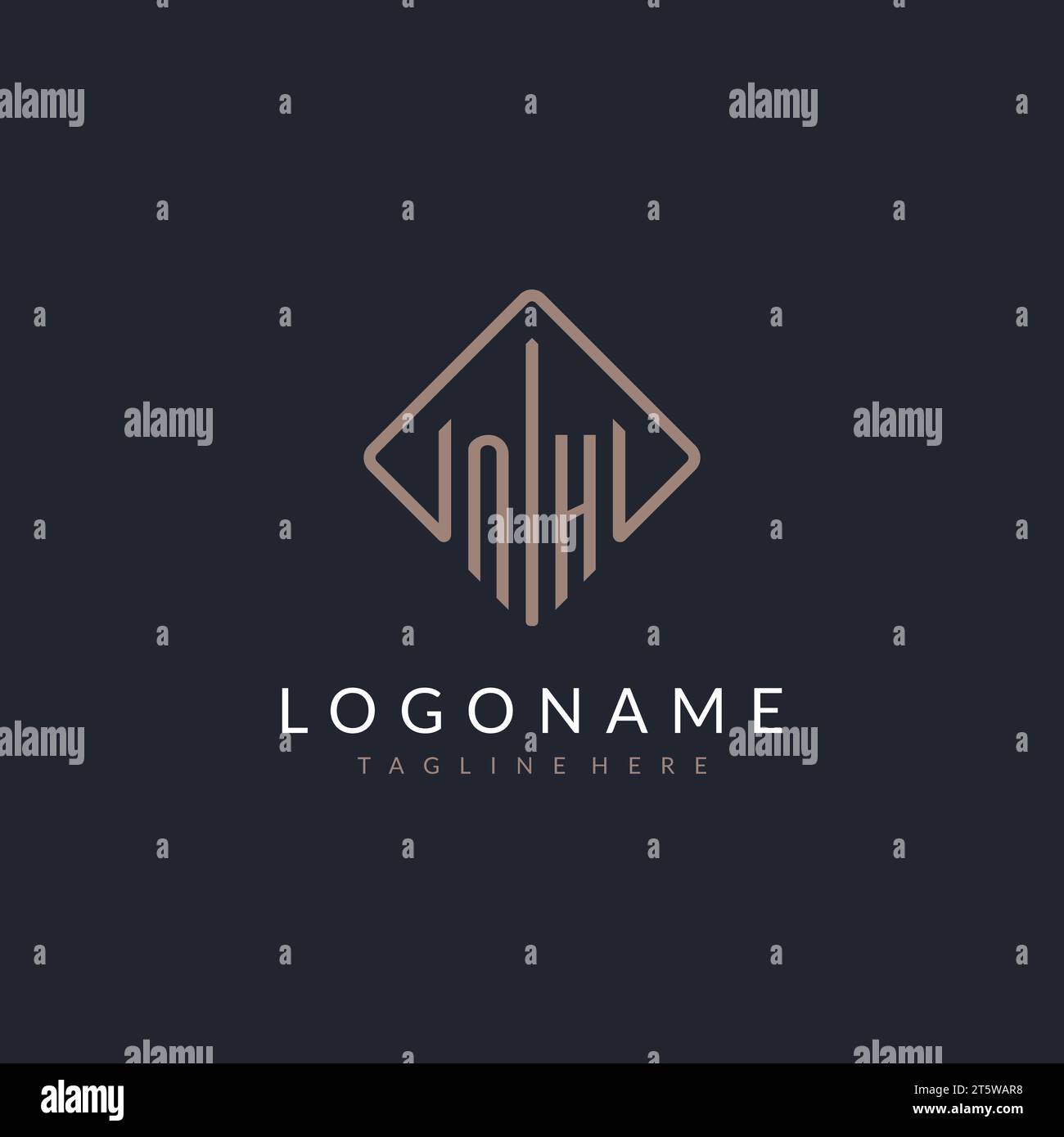 NH initial logo with curved rectangle style design ideas Stock Vector