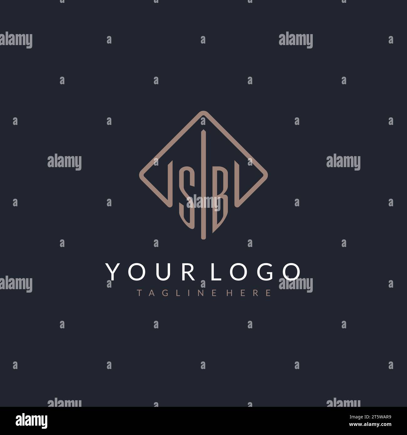 SB initial logo with curved rectangle style design ideas Stock Vector