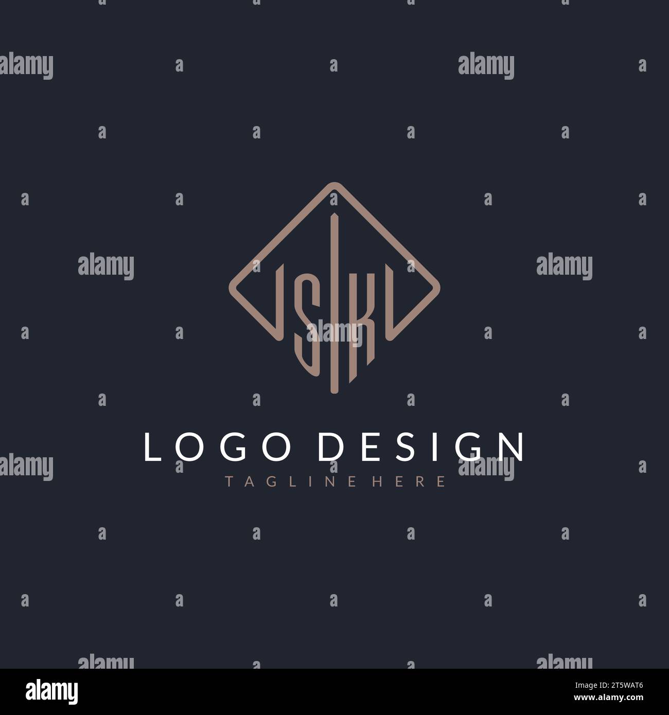 SK initial logo with curved rectangle style design ideas Stock Vector