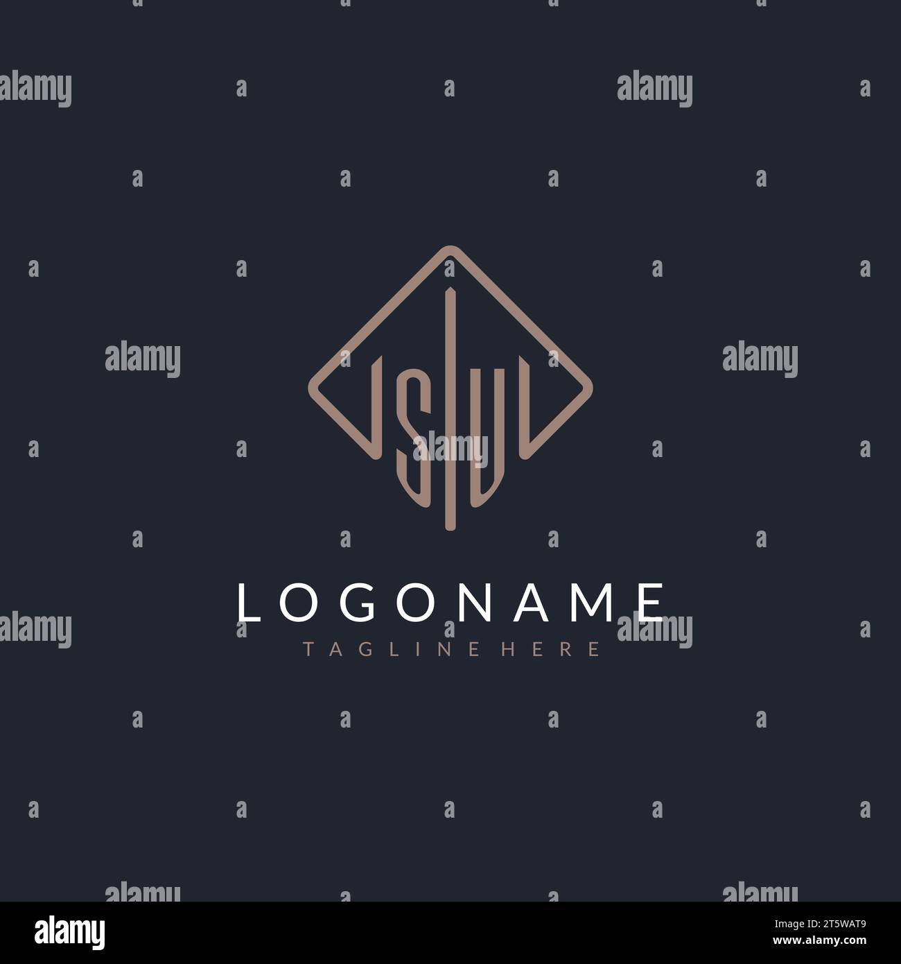 SU initial logo with curved rectangle style design ideas Stock Vector