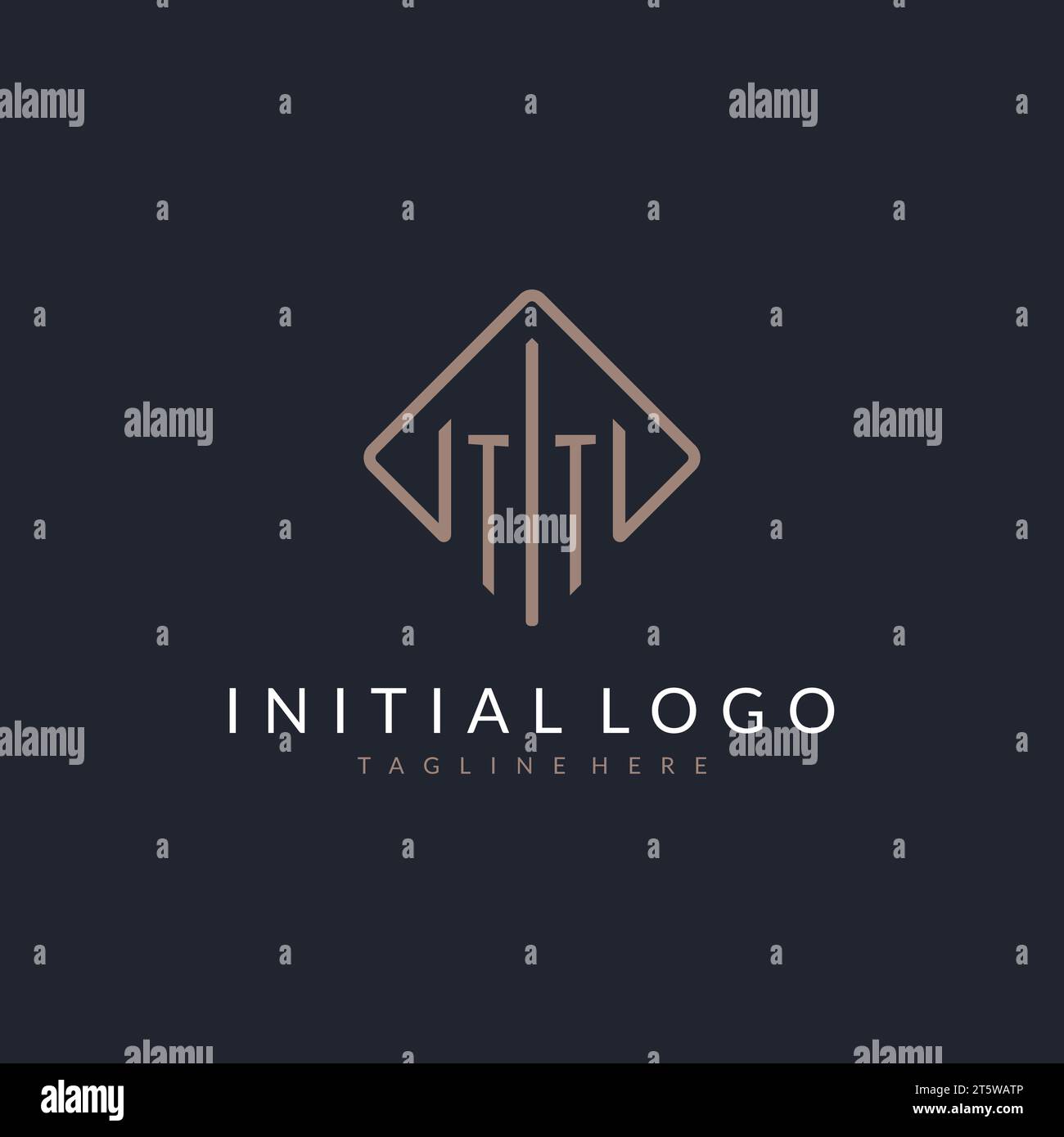TT initial logo with curved rectangle style design ideas Stock Vector