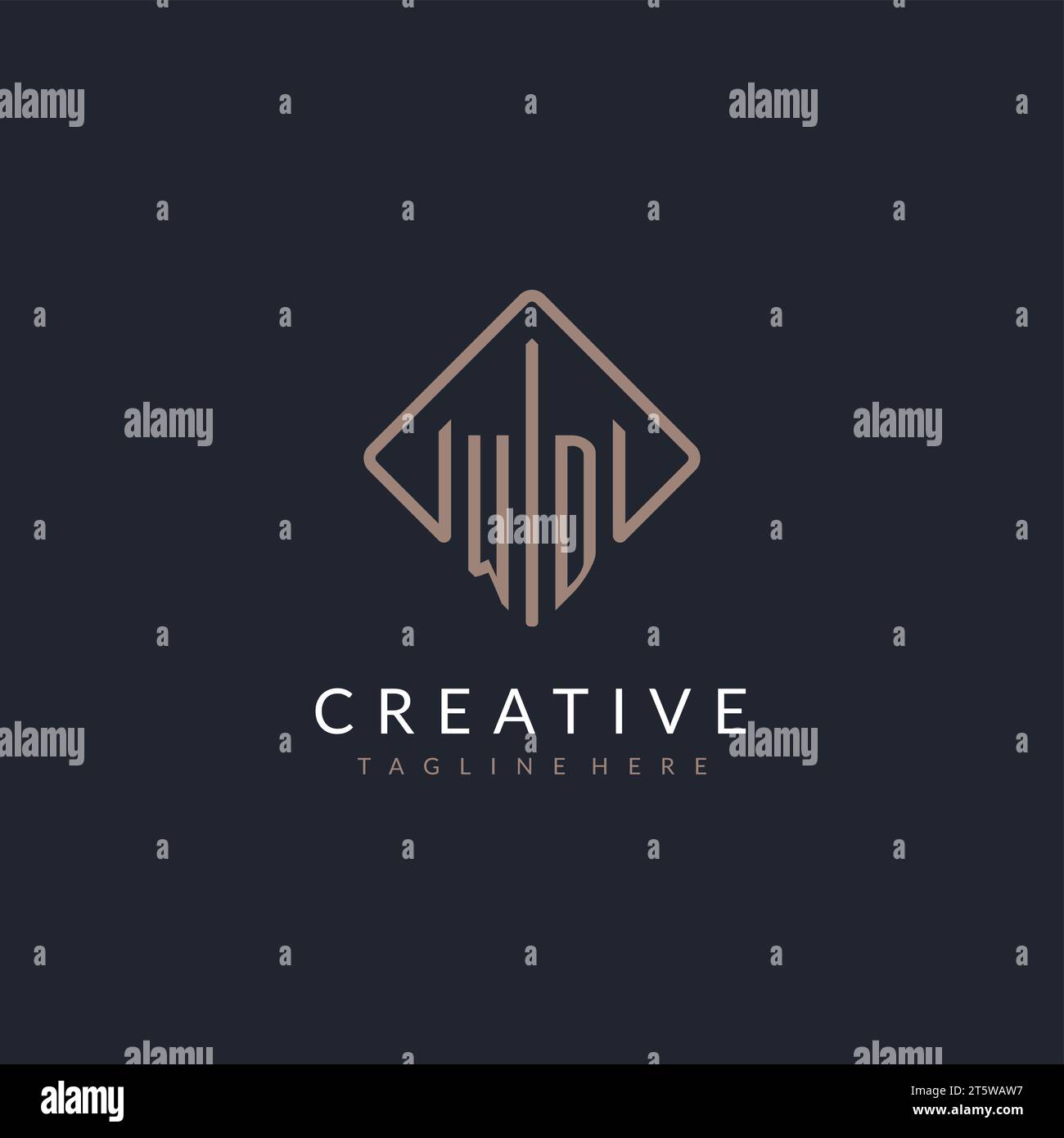 WD initial logo with curved rectangle style design ideas Stock Vector