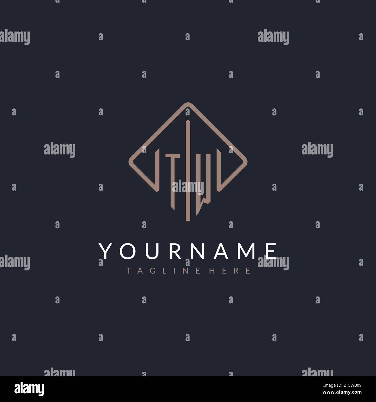 TW initial logo with curved rectangle style design ideas Stock Vector