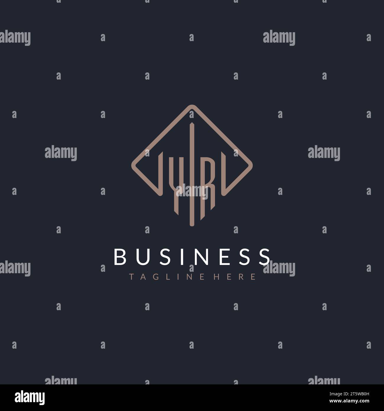 YR initial logo with curved rectangle style design ideas Stock Vector