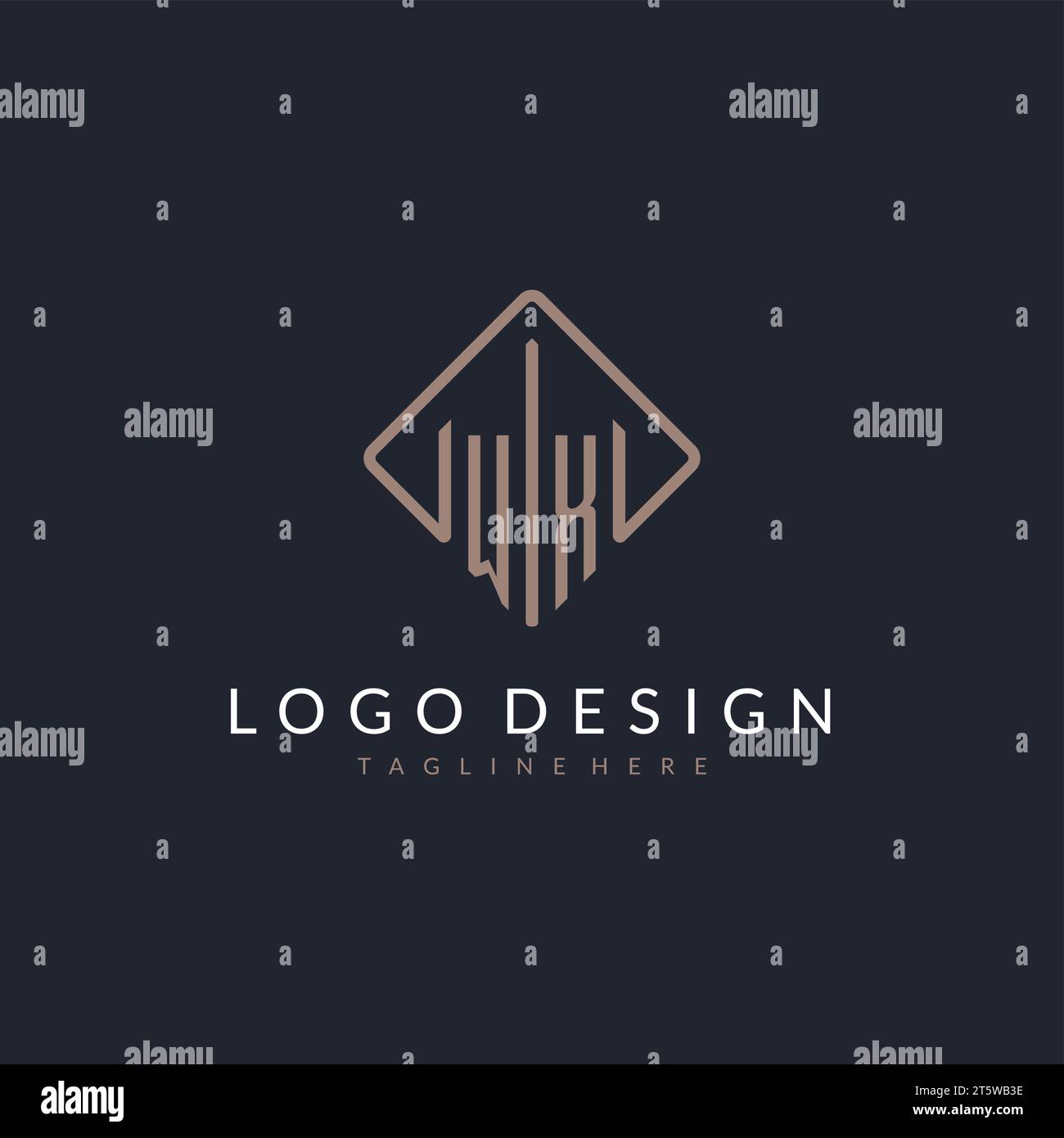 WX initial logo with curved rectangle style design ideas Stock Vector