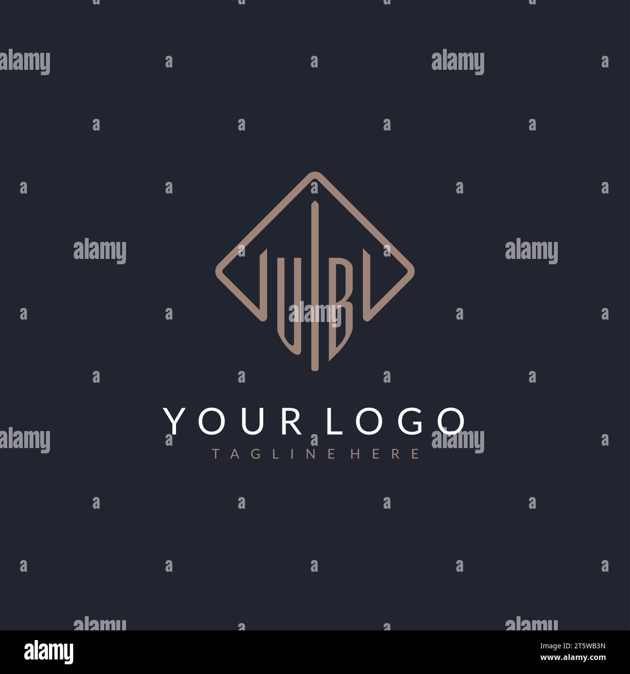 UB initial logo with curved rectangle style design ideas Stock Vector