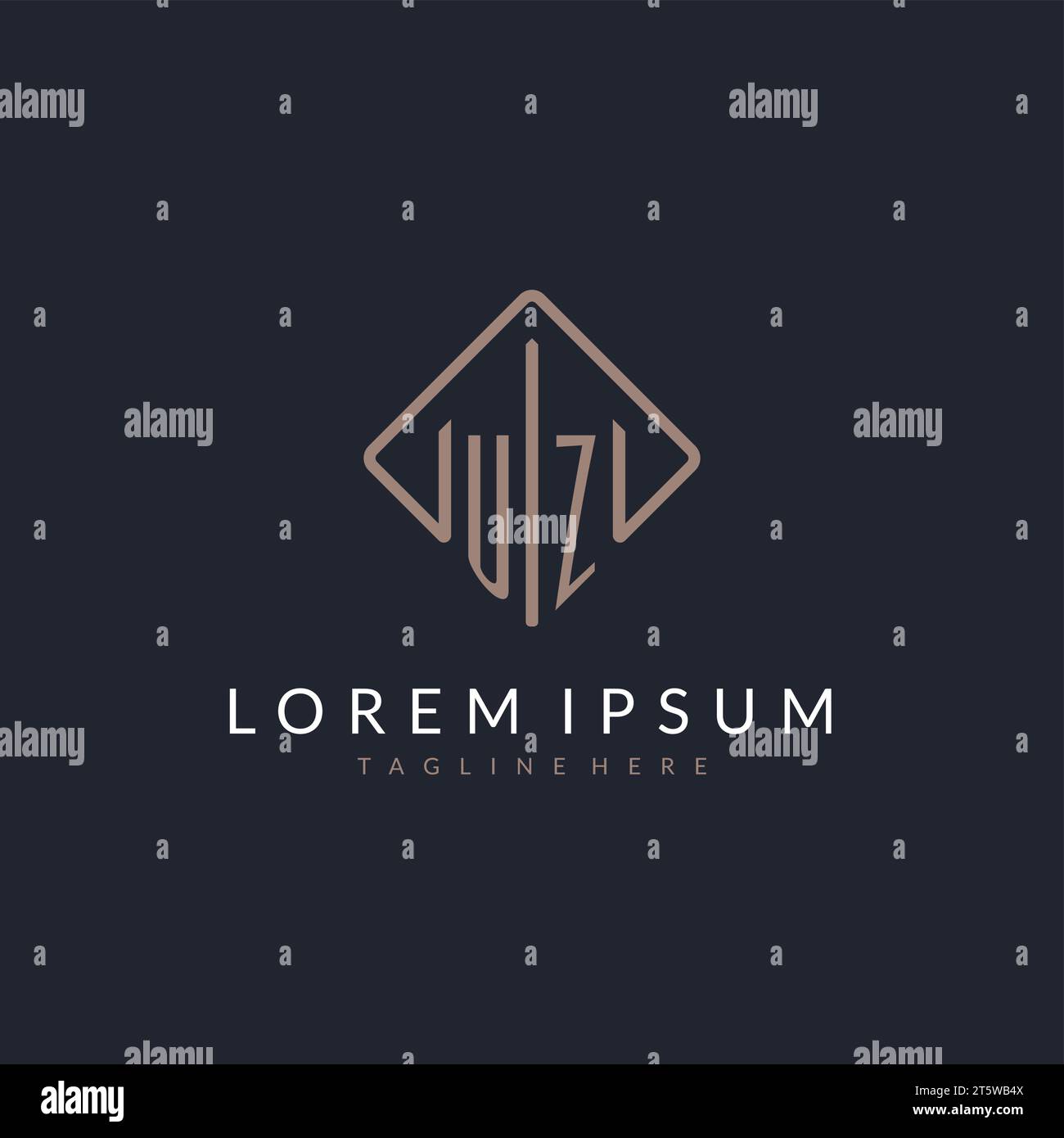 UZ initial logo with curved rectangle style design ideas Stock Vector