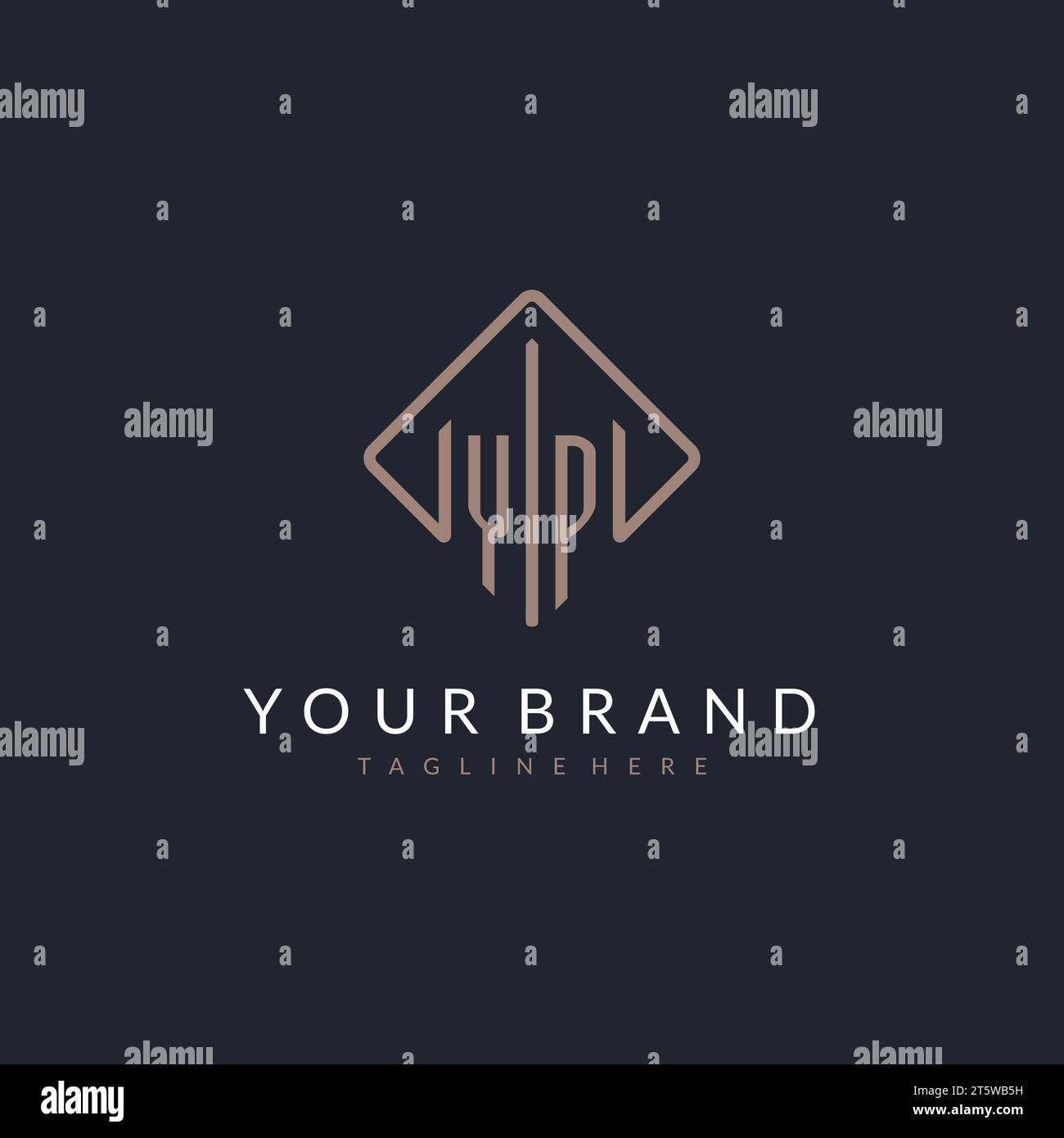 YP initial logo with curved rectangle style design ideas Stock Vector