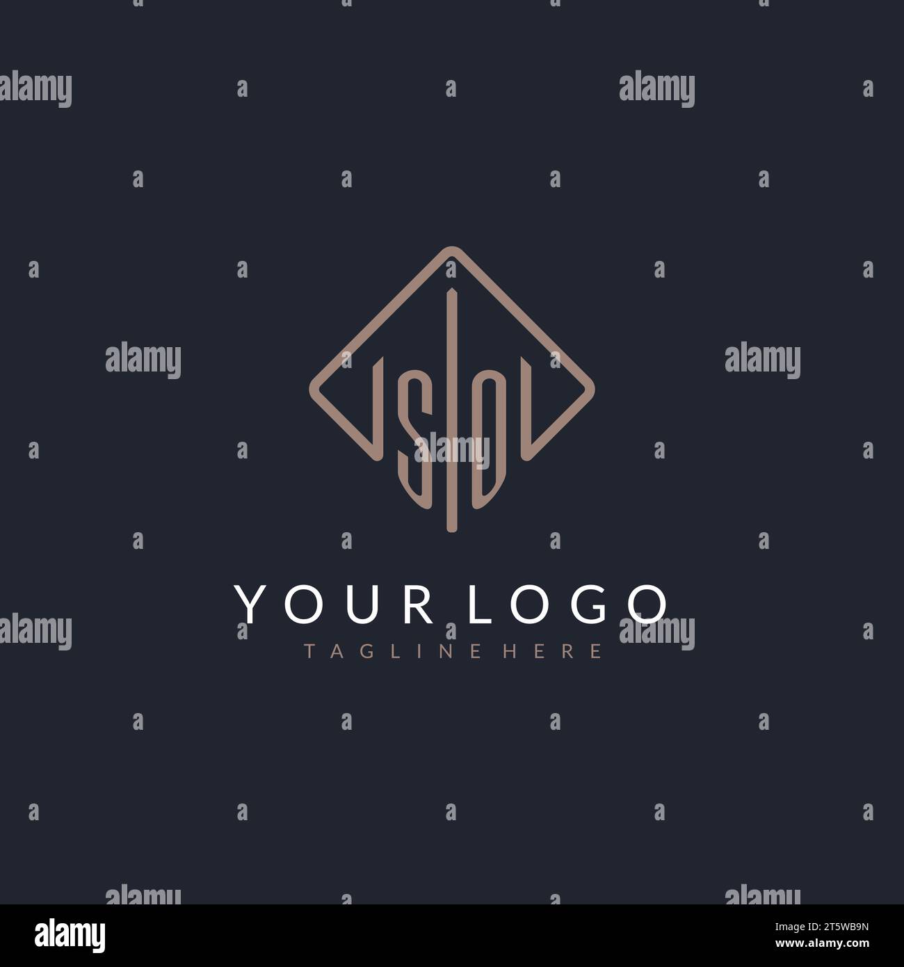 SO initial logo with curved rectangle style design ideas Stock Vector