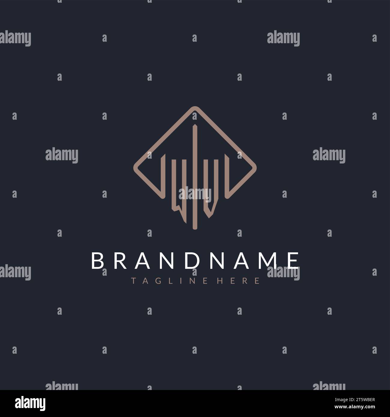 WV initial logo with curved rectangle style design ideas Stock Vector