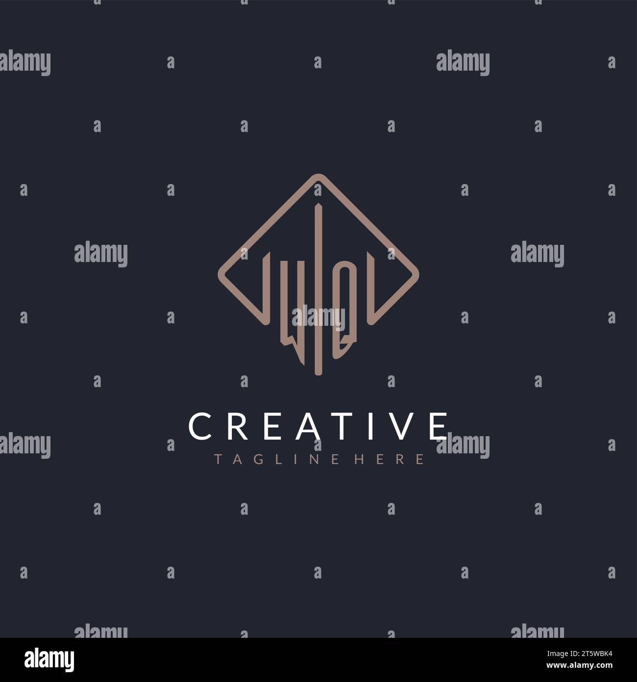 WQ initial logo with curved rectangle style design ideas Stock Vector