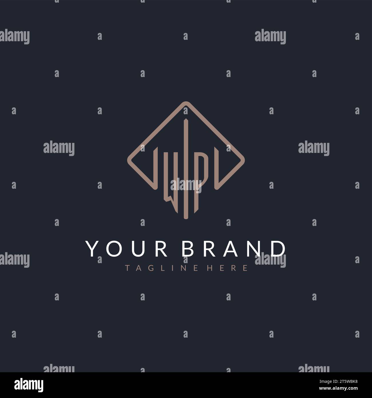 WP initial logo with curved rectangle style design ideas Stock Vector