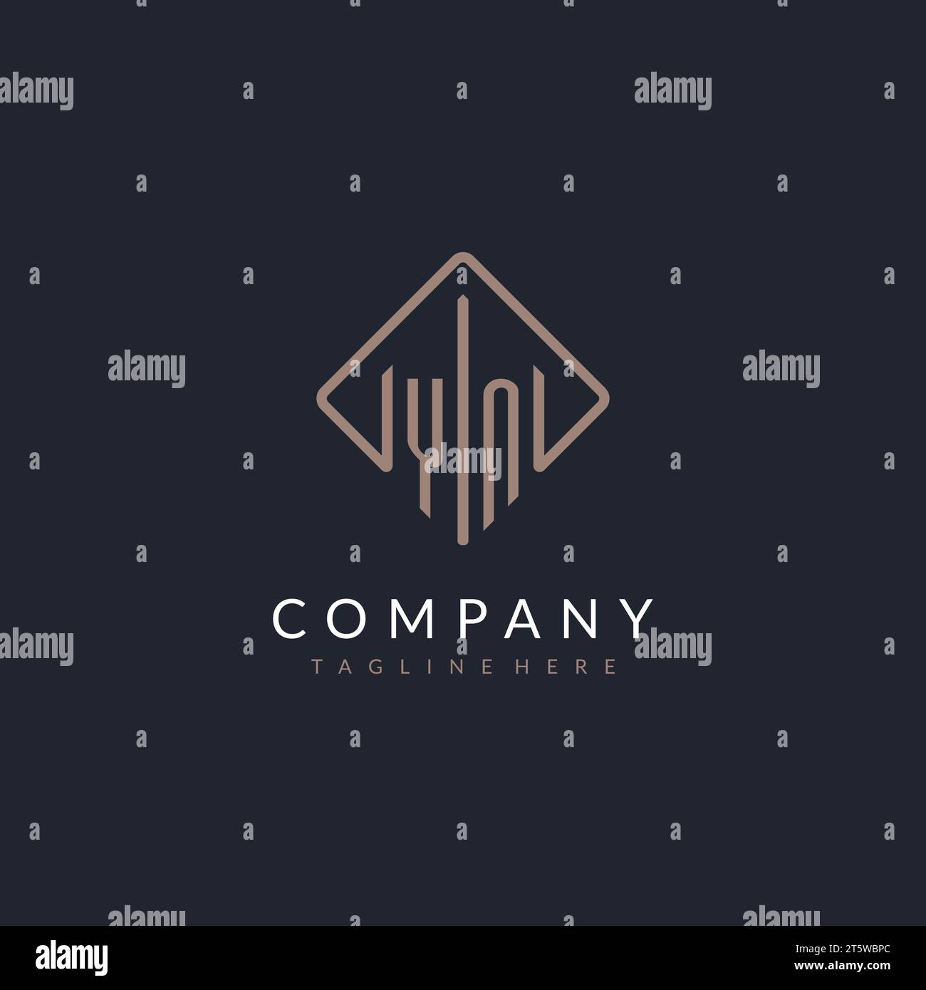 YN initial logo with curved rectangle style design ideas Stock Vector