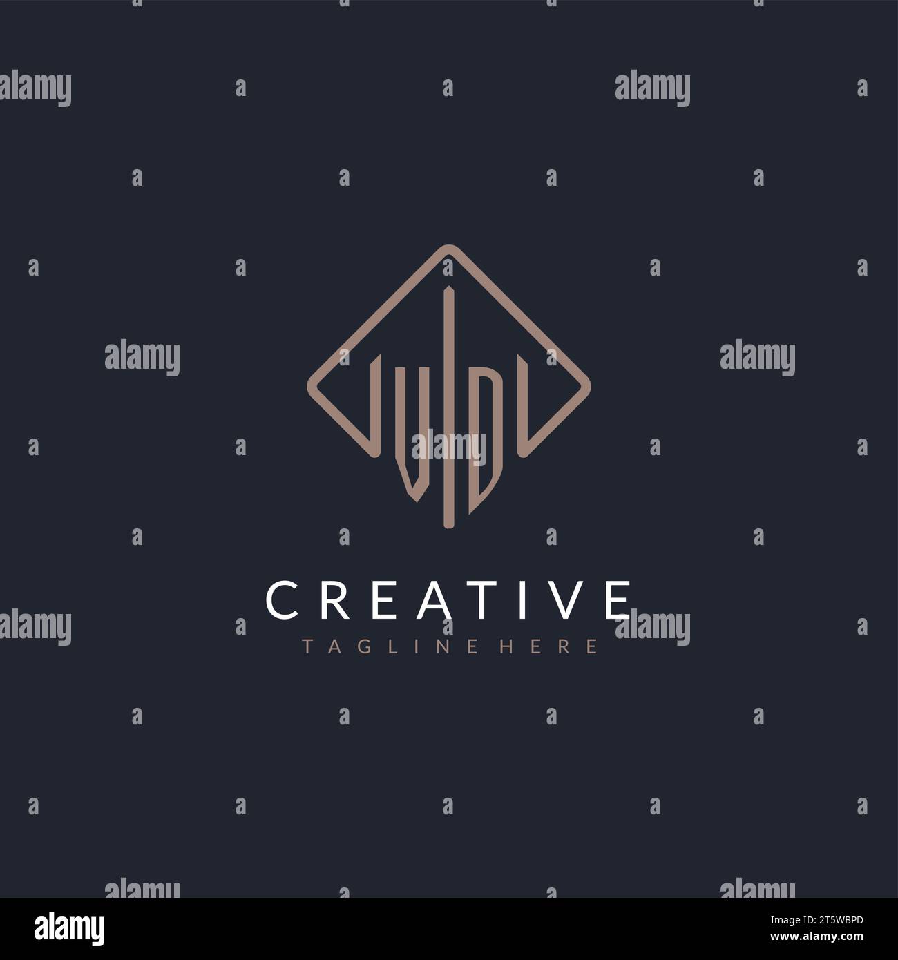 VD initial logo with curved rectangle style design ideas Stock Vector