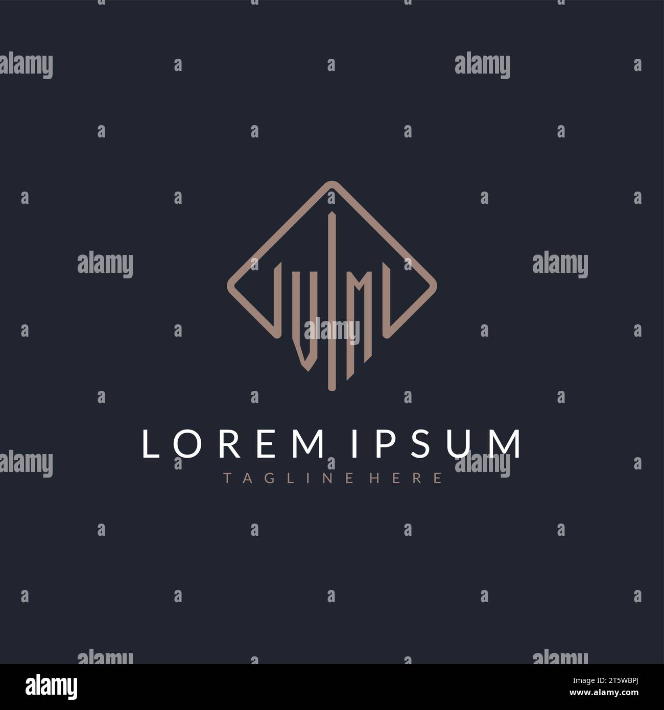 VM initial logo with curved rectangle style design ideas Stock Vector