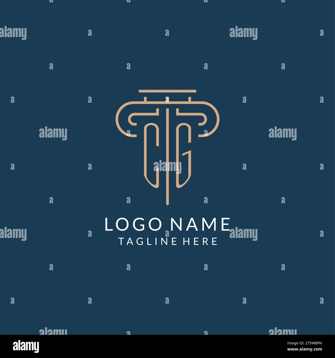 Initial letter CG pillar logo, law firm logo design inspiration vector ...