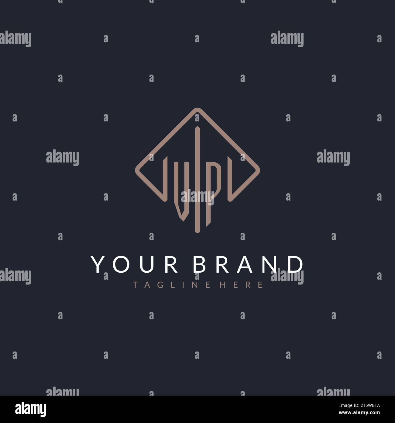 VP initial logo with curved rectangle style design ideas Stock Vector