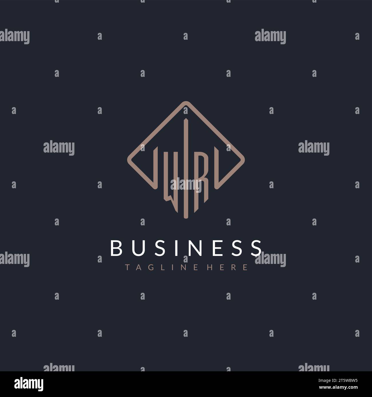 WR initial logo with curved rectangle style design ideas Stock Vector