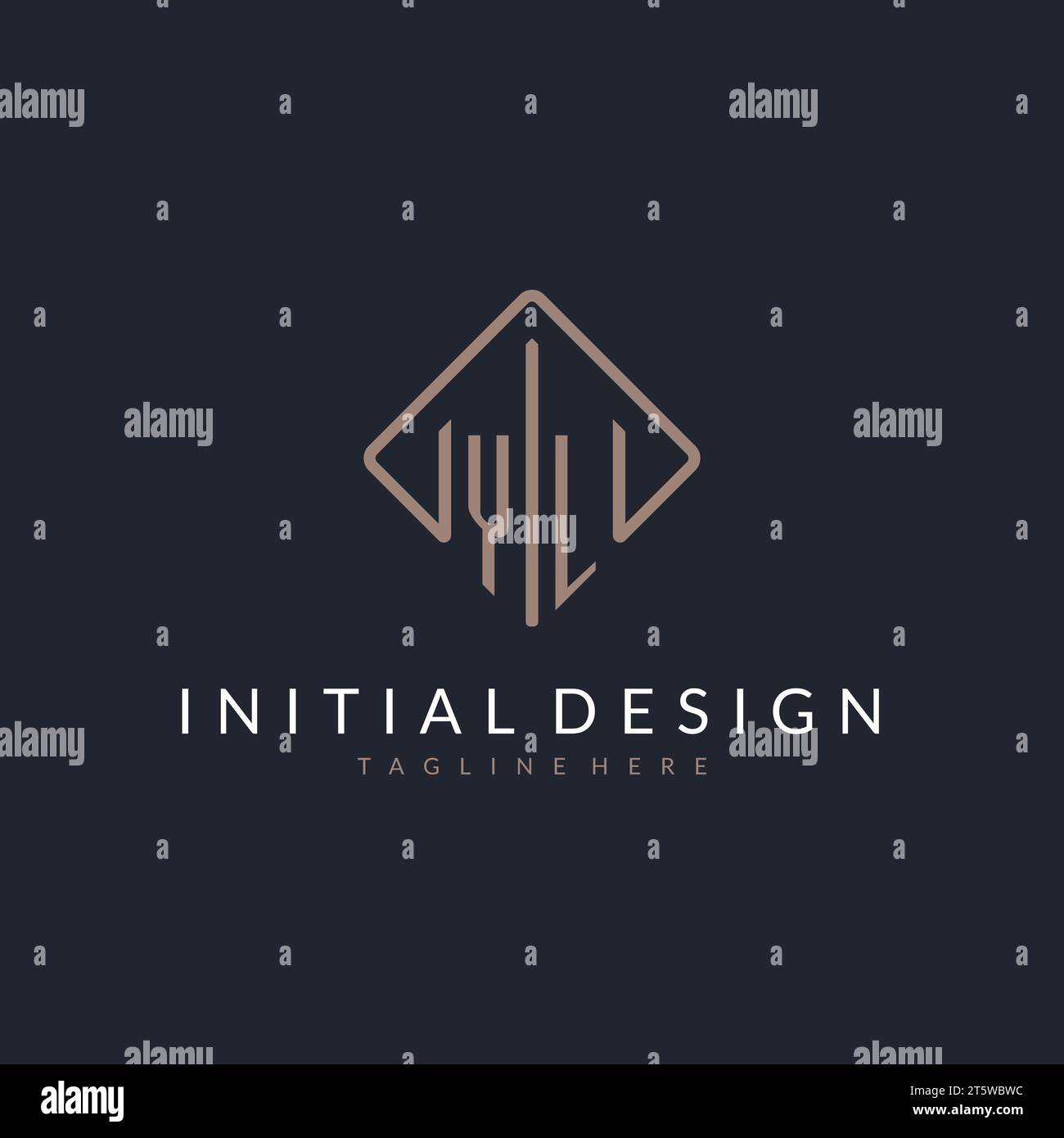 YL initial logo with curved rectangle style design ideas Stock Vector