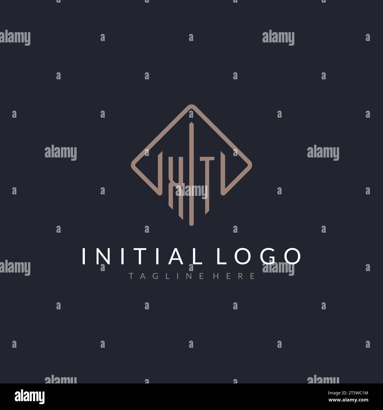 XT initial logo with curved rectangle style design ideas Stock Vector