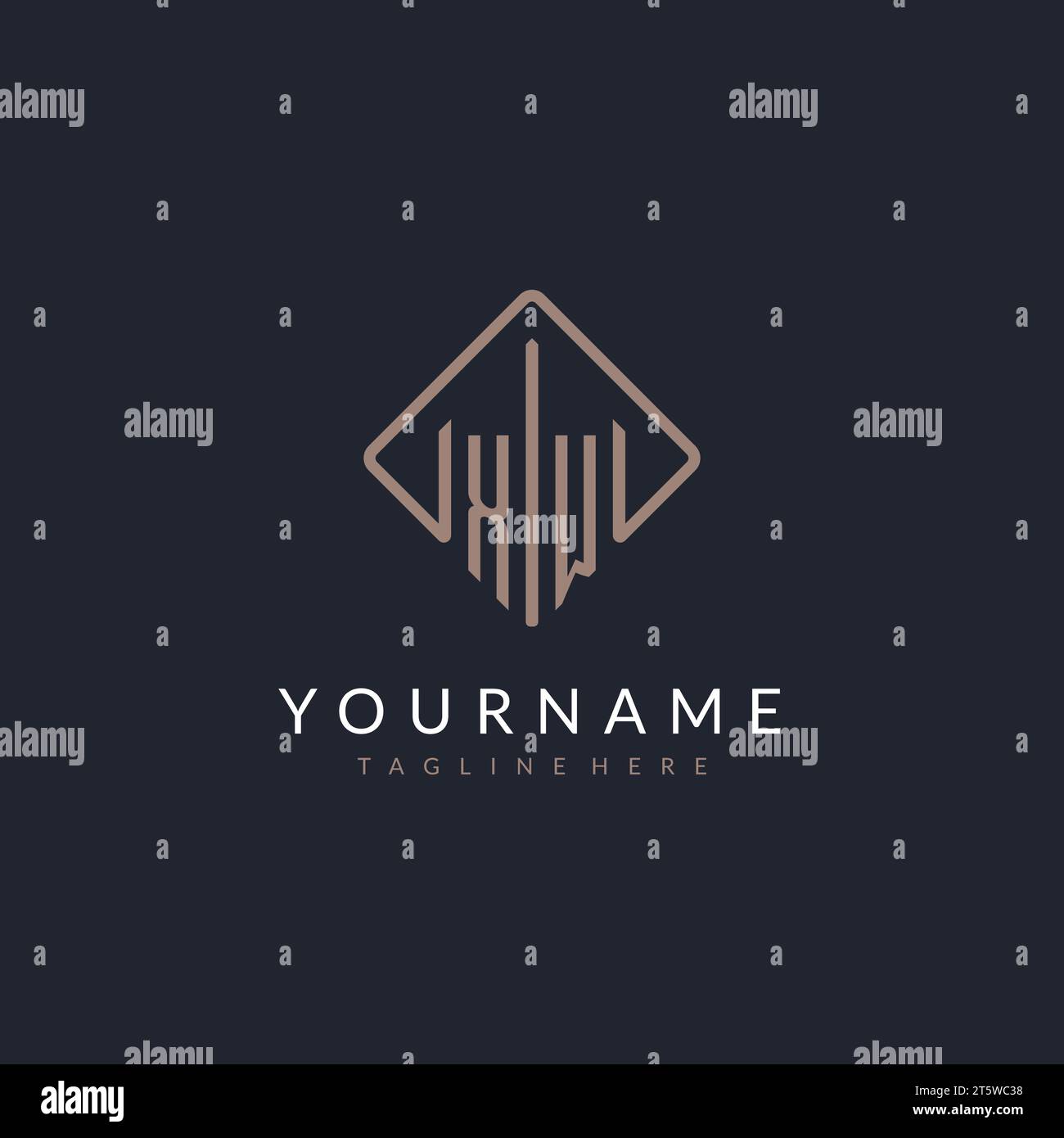 XW initial logo with curved rectangle style design ideas Stock Vector