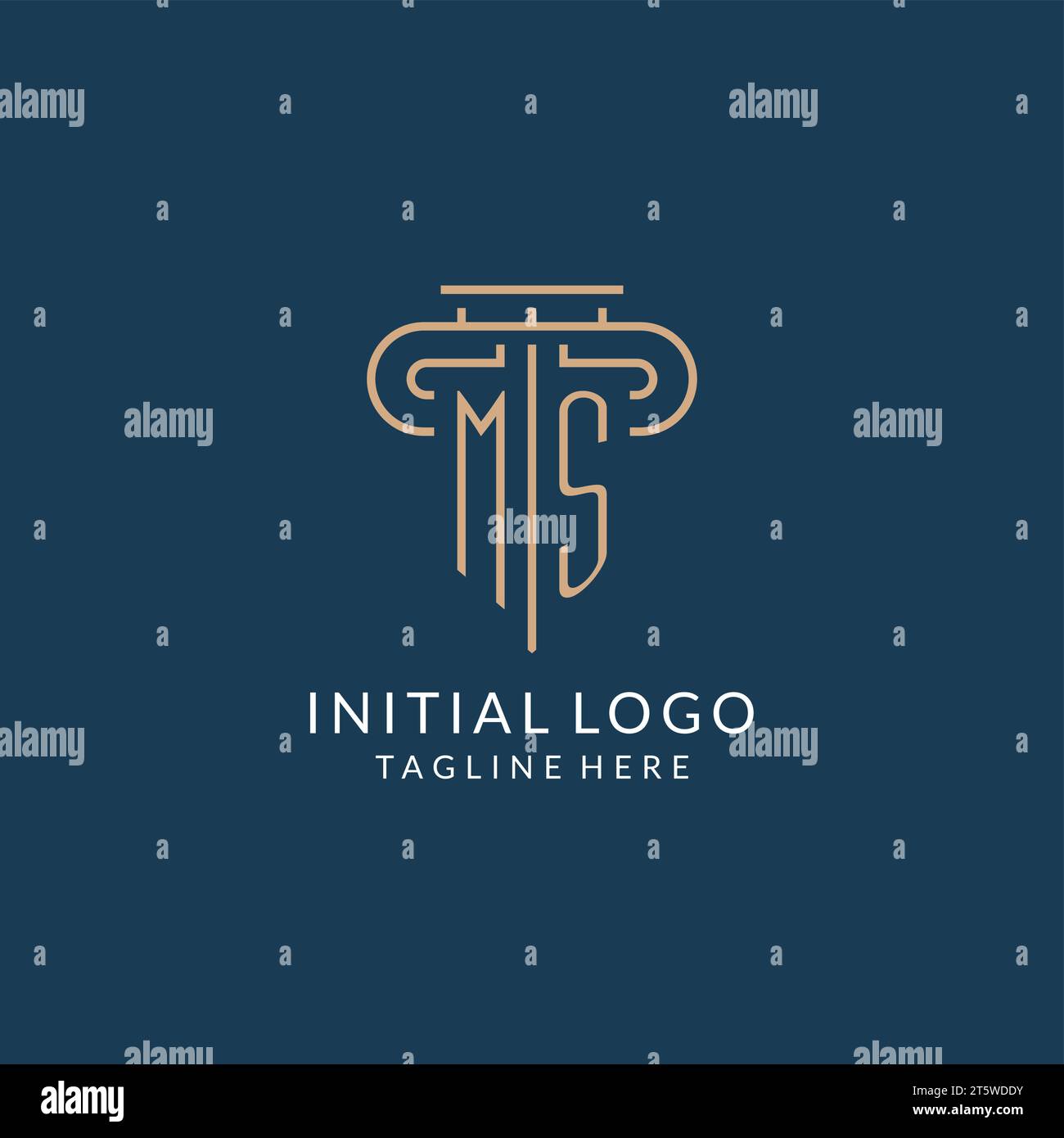 Initial letter MS pillar logo, law firm logo design inspiration vector graphic Stock Vector