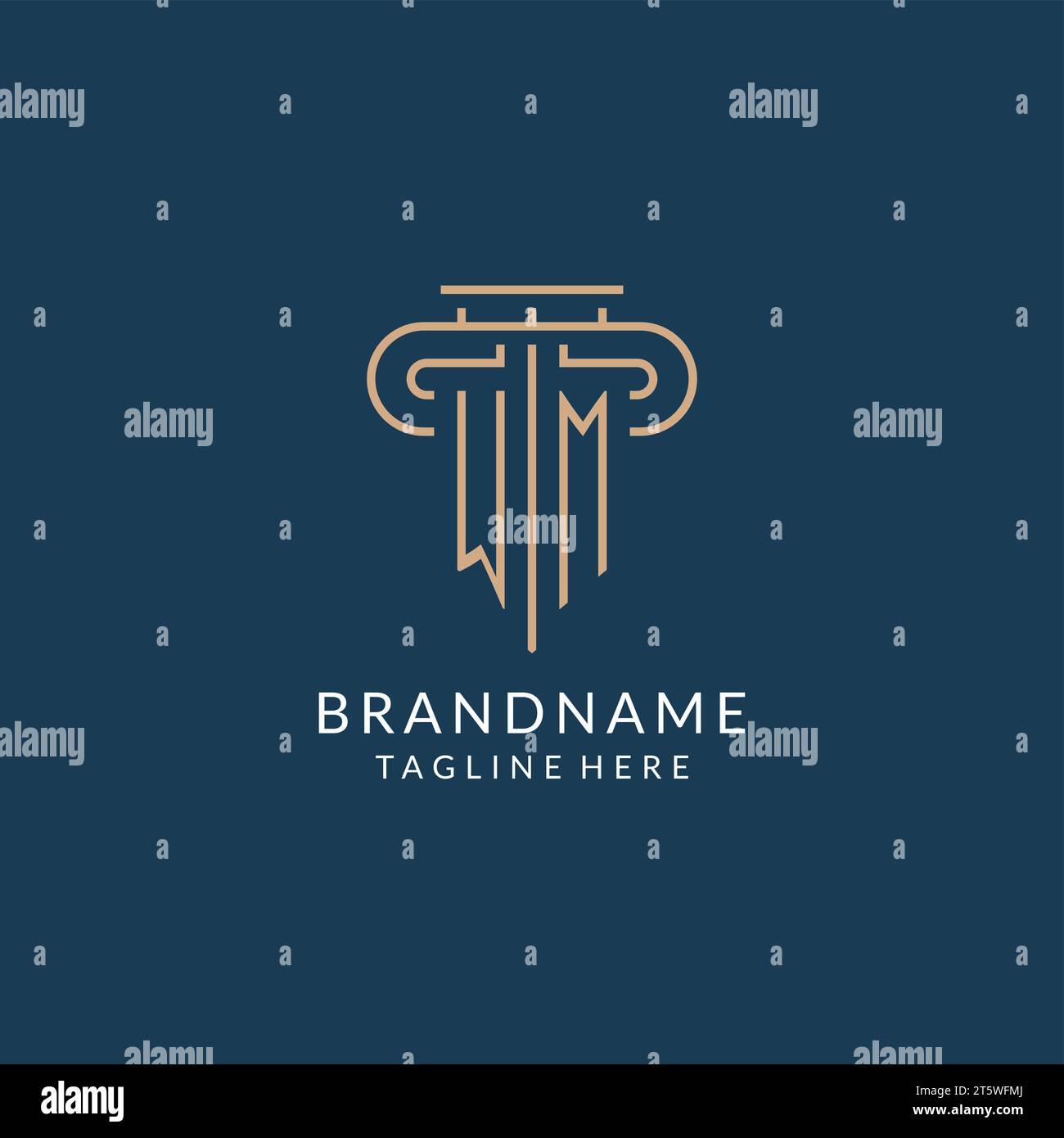 Initial letter WM pillar logo, law firm logo design inspiration vector ...