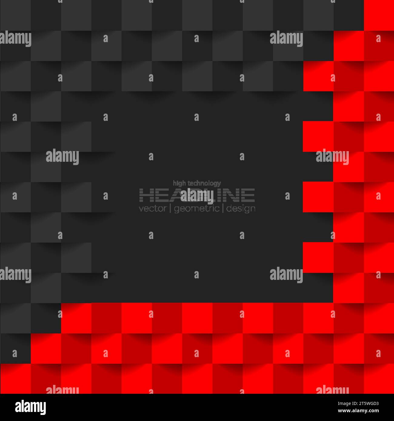 Contrast red black abstract mosaic background. Vector geometric design Stock Vector