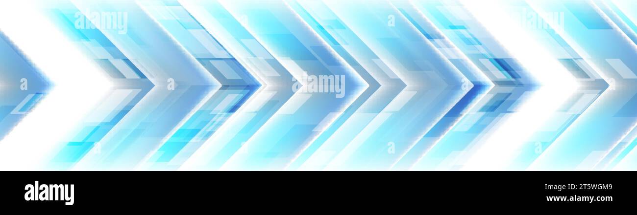 Technology blue abstract shiny background with arrows. Vector digital banner design Stock Vector