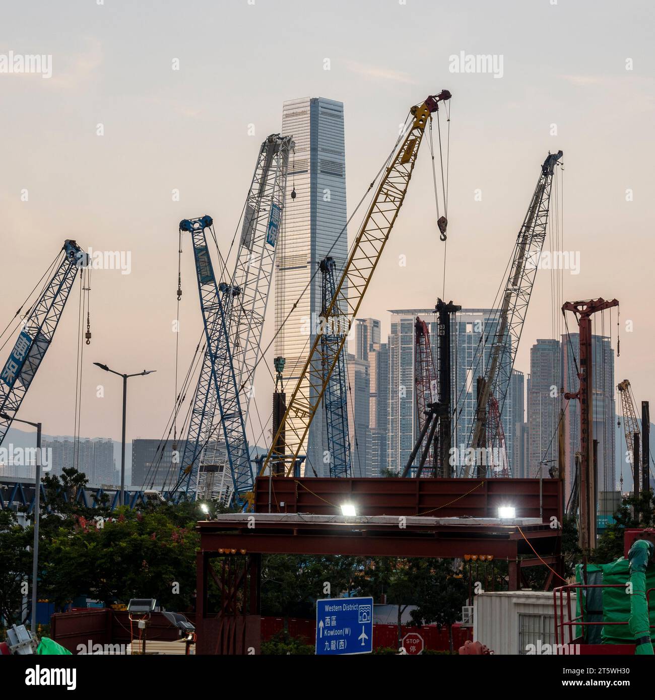 New construction and developments in central financial district, Hong Kong, China. Stock Photo