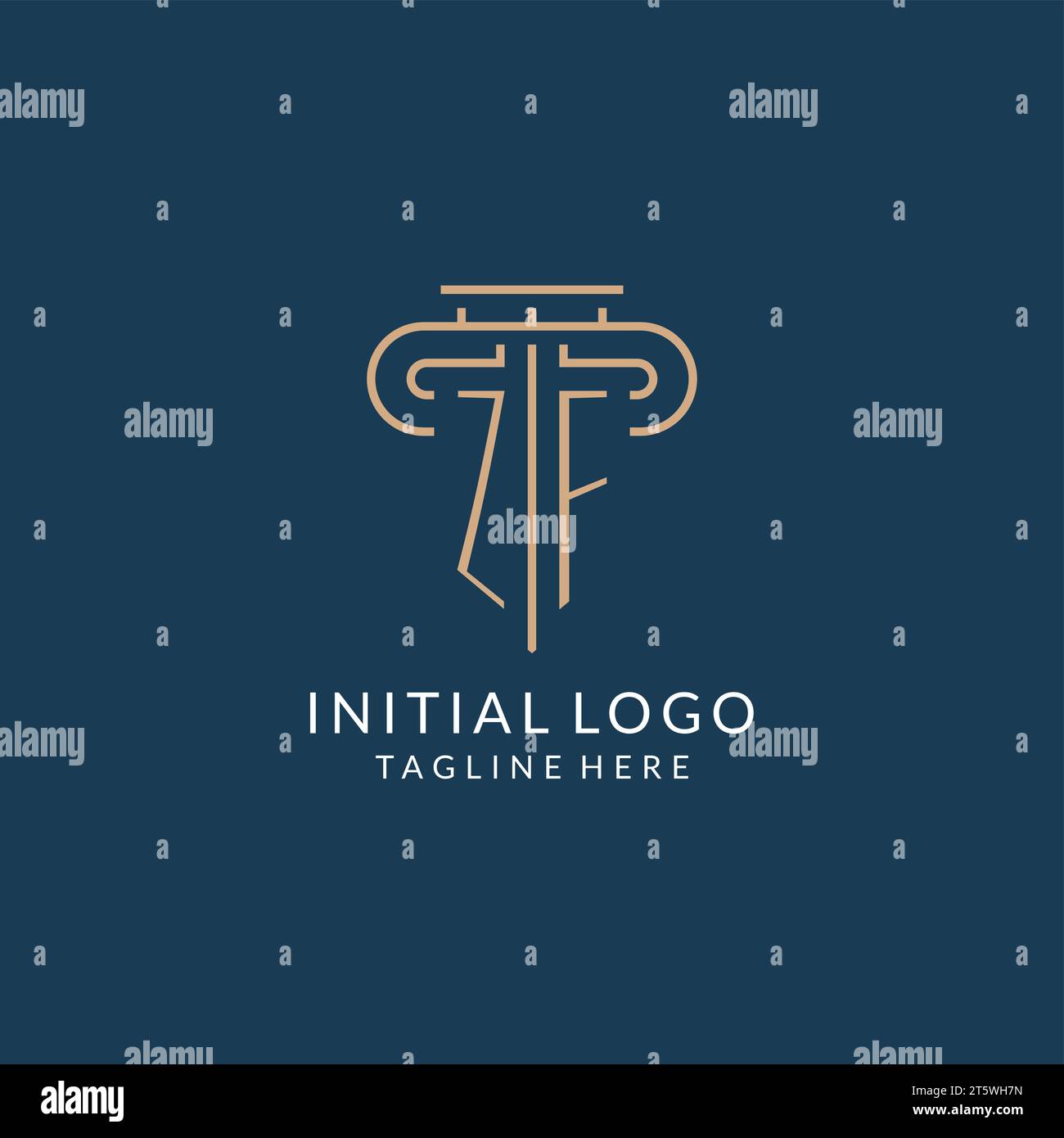 Initial letter ZF pillar logo, law firm logo design inspiration vector ...