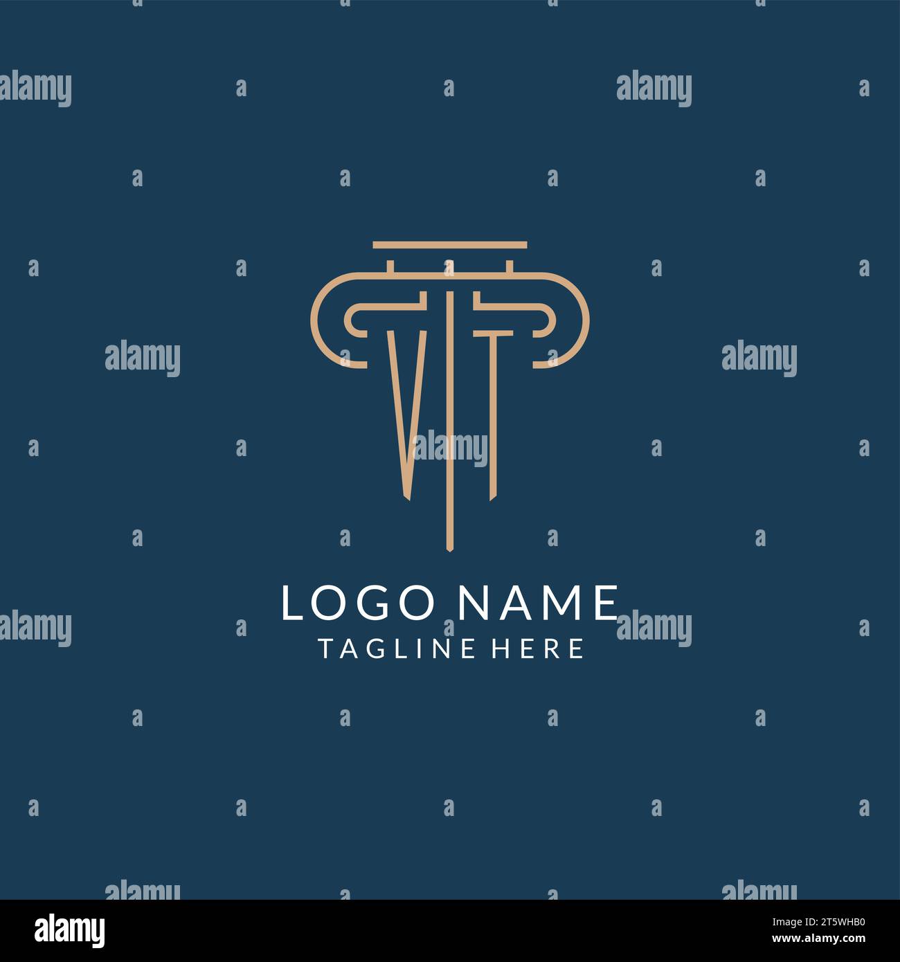 Initial letter VT pillar logo, law firm logo design inspiration vector ...