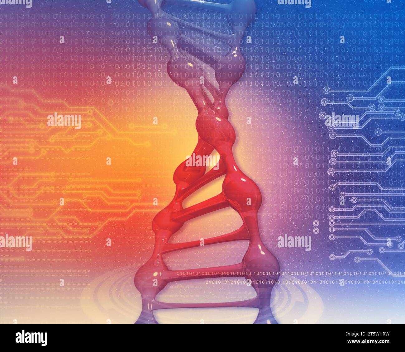 Futuristic  DNA on circuti background. 3d illustration Stock Photo