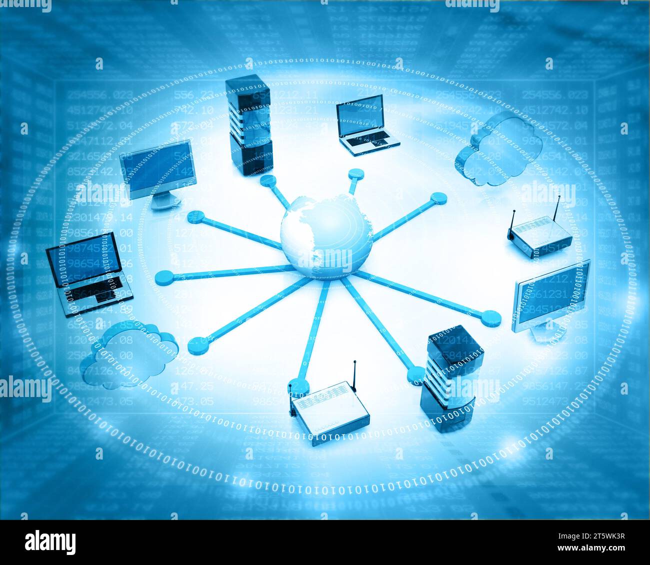 Global telecommunication network concept. 3d illustration Stock Photo ...