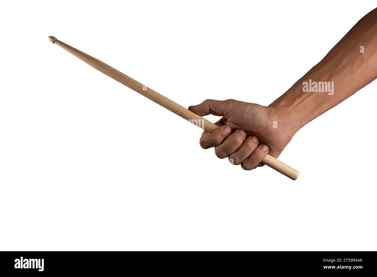 Male hand holding drum stick isolated Stock Photo Alamy