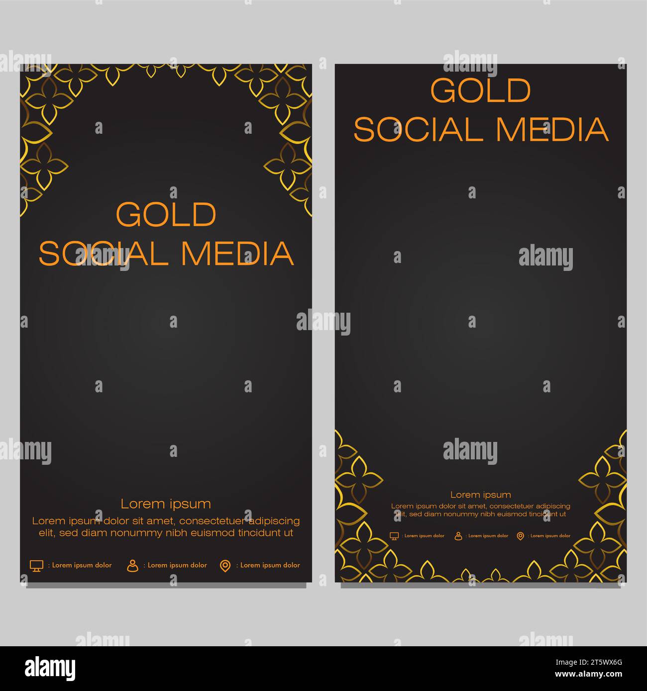 black gold social media stories template design Stock Vector Image ...