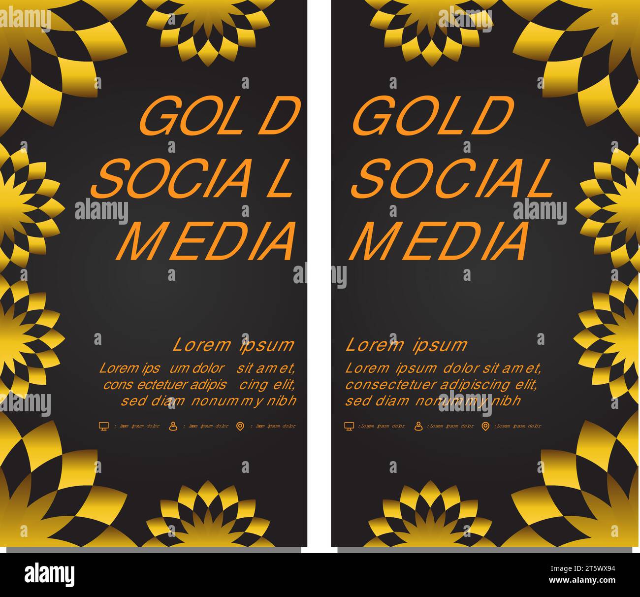 black gold social media stories template design Stock Vector Image ...