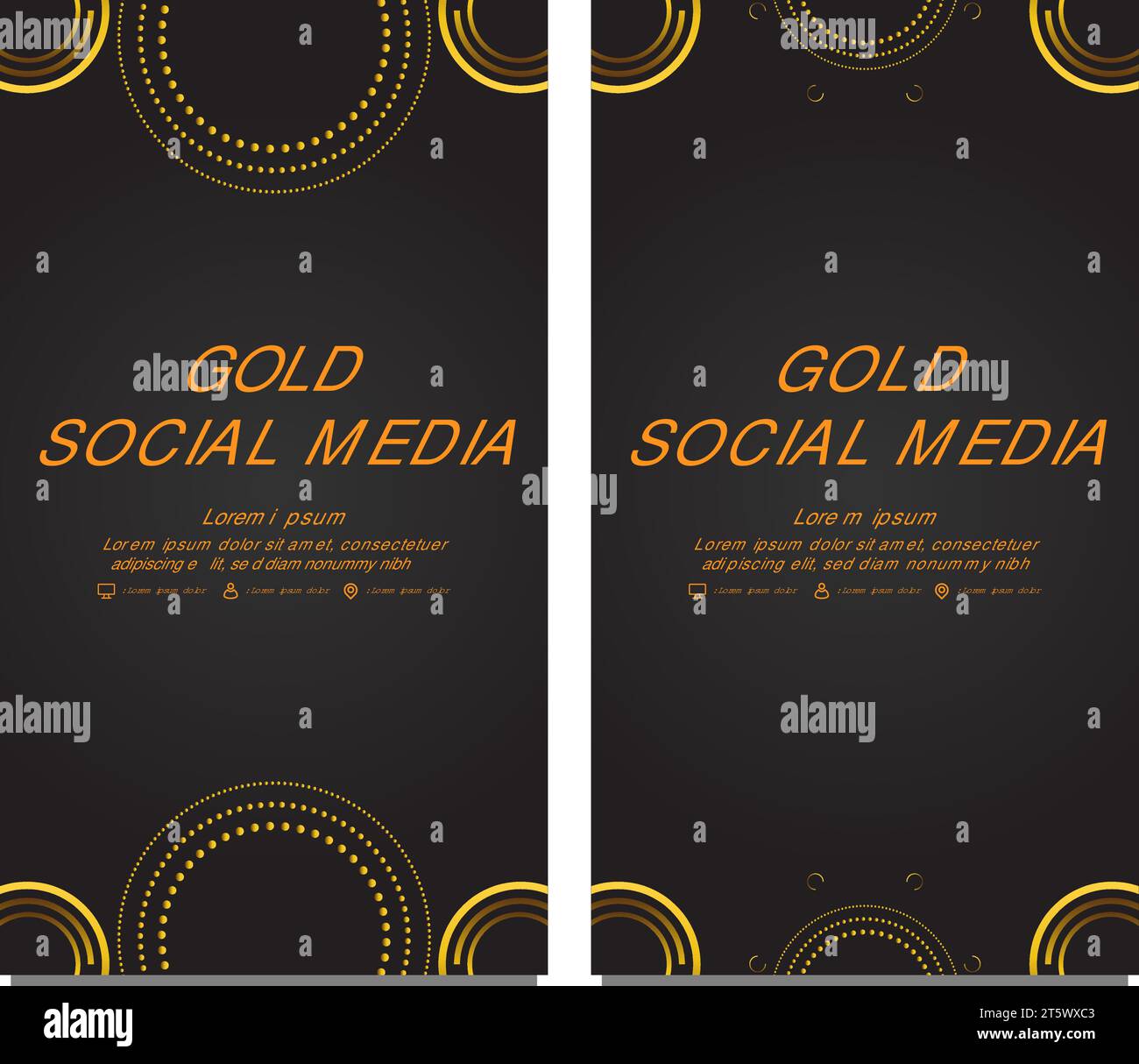 black gold social media stories template design Stock Vector Image ...