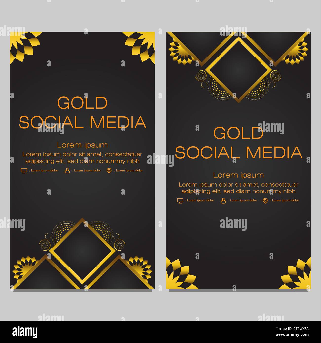 black gold social media stories template design Stock Vector Image ...