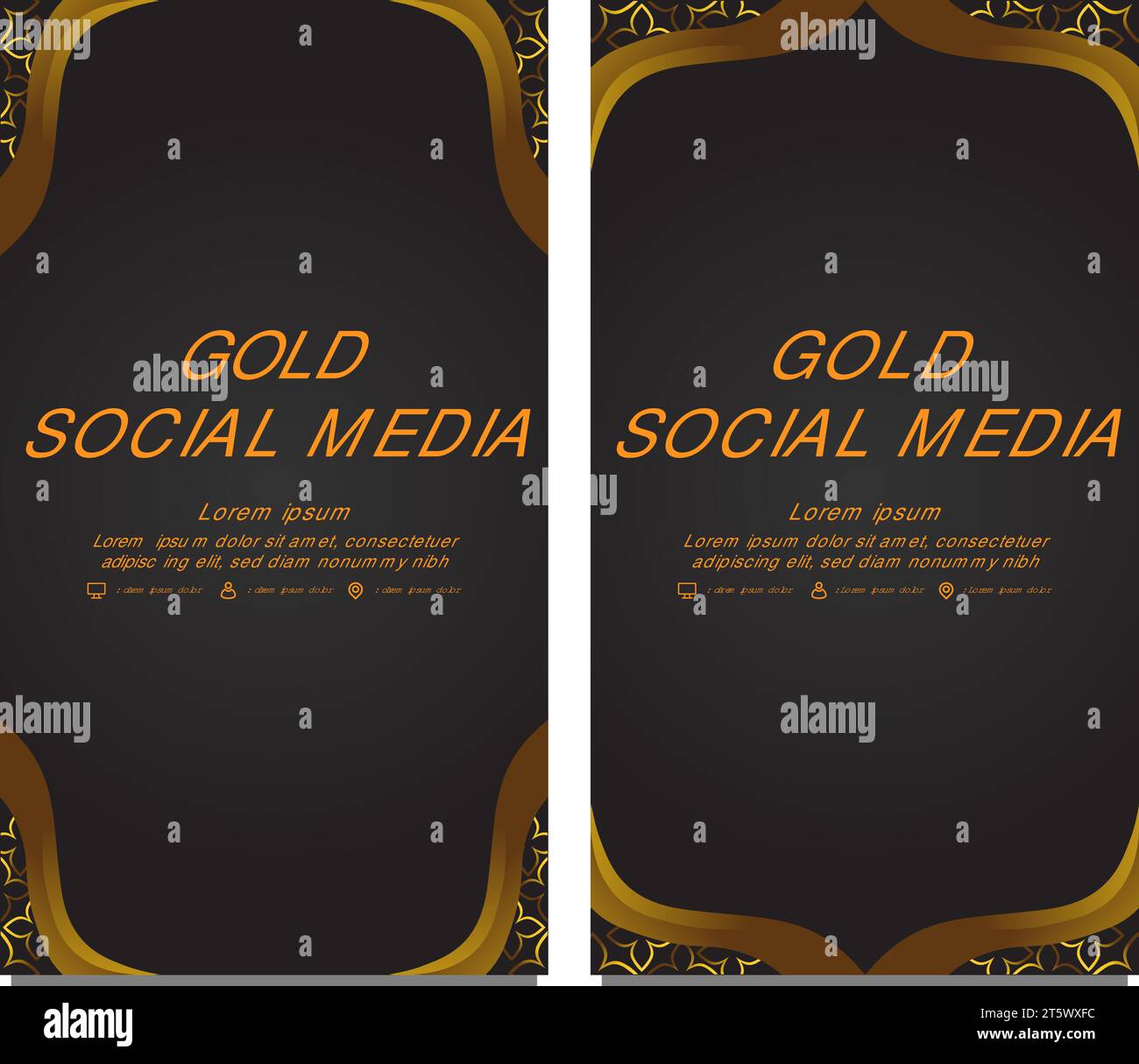 black gold social media stories template design Stock Vector Image ...