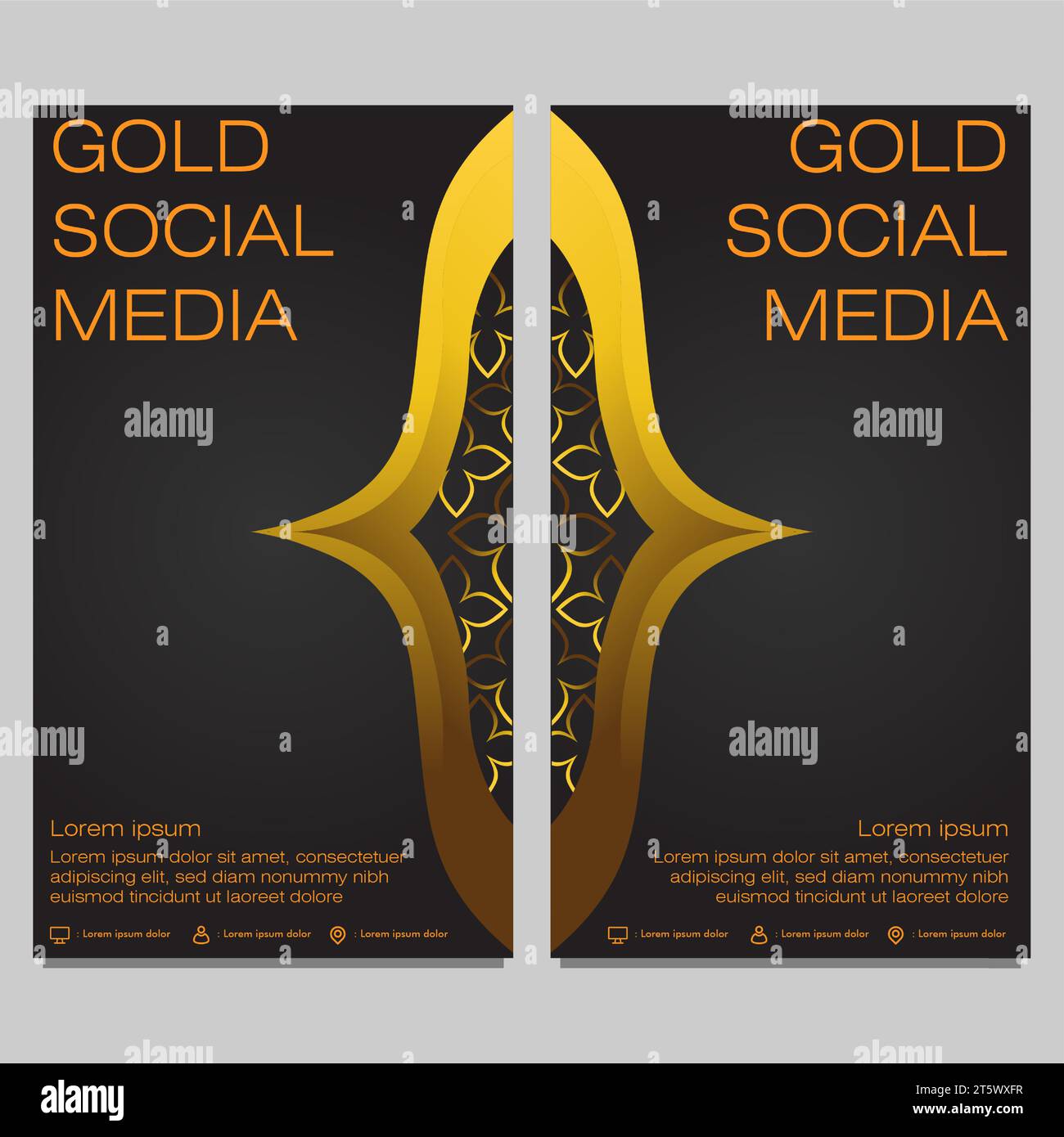 black gold social media stories template design Stock Vector Image ...