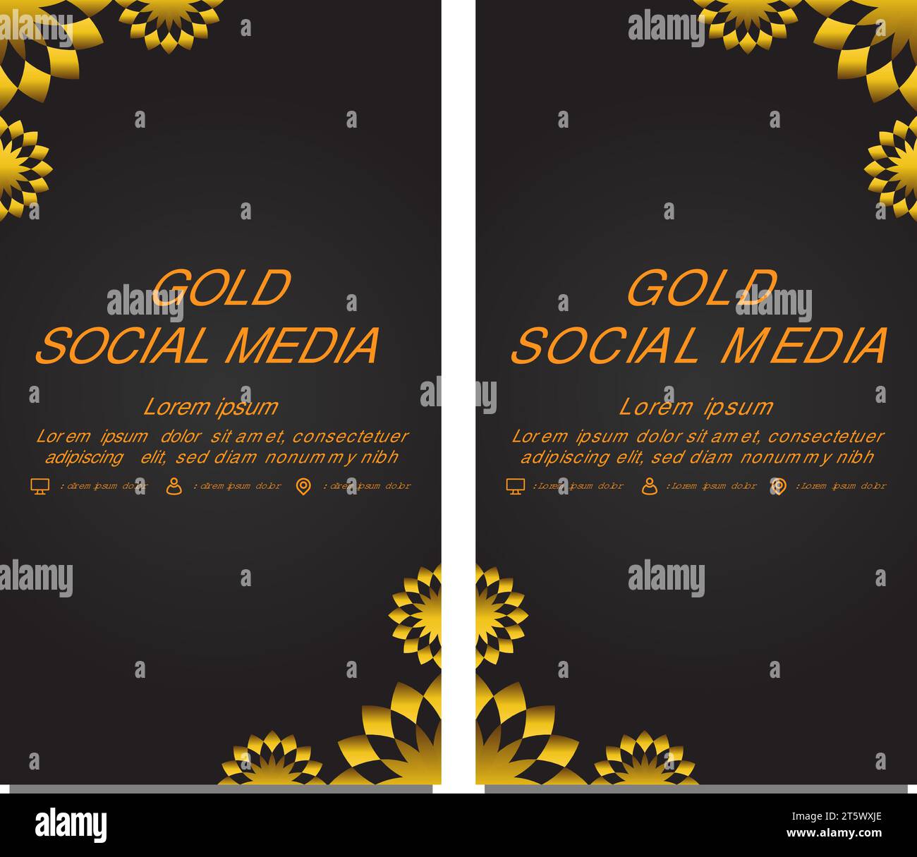 black gold social media stories template design Stock Vector Image ...