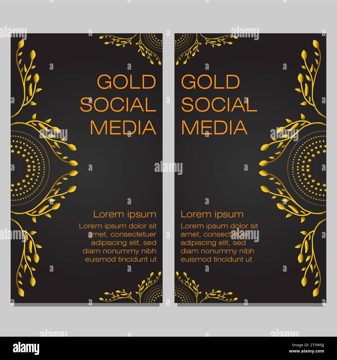 black gold social media stories template design Stock Vector Image ...
