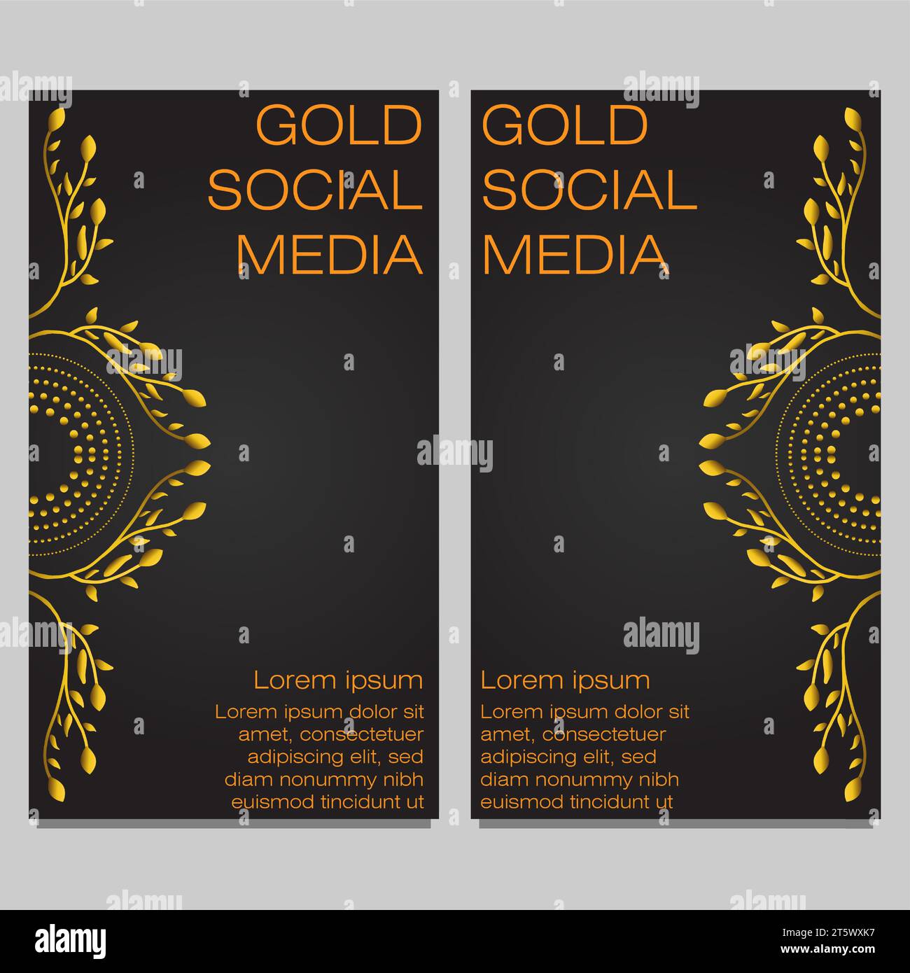 black gold social media stories template design Stock Vector Image ...