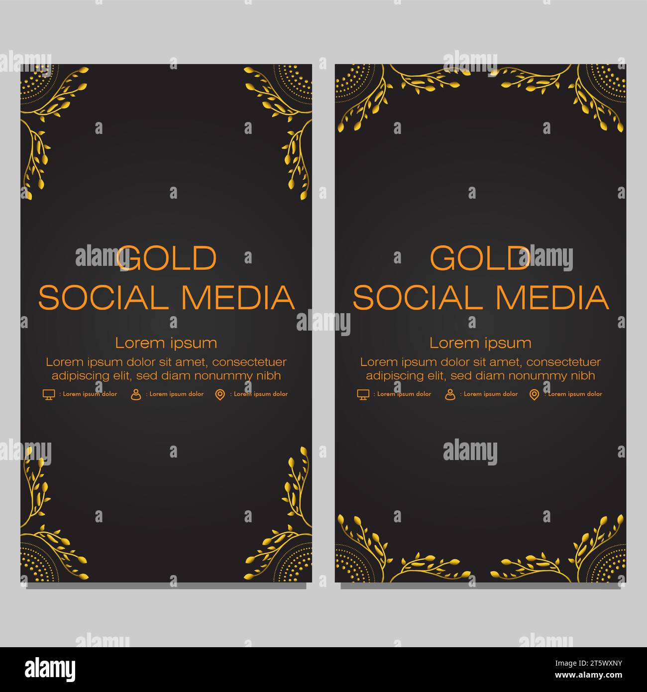 black gold social media stories template design Stock Vector Image ...